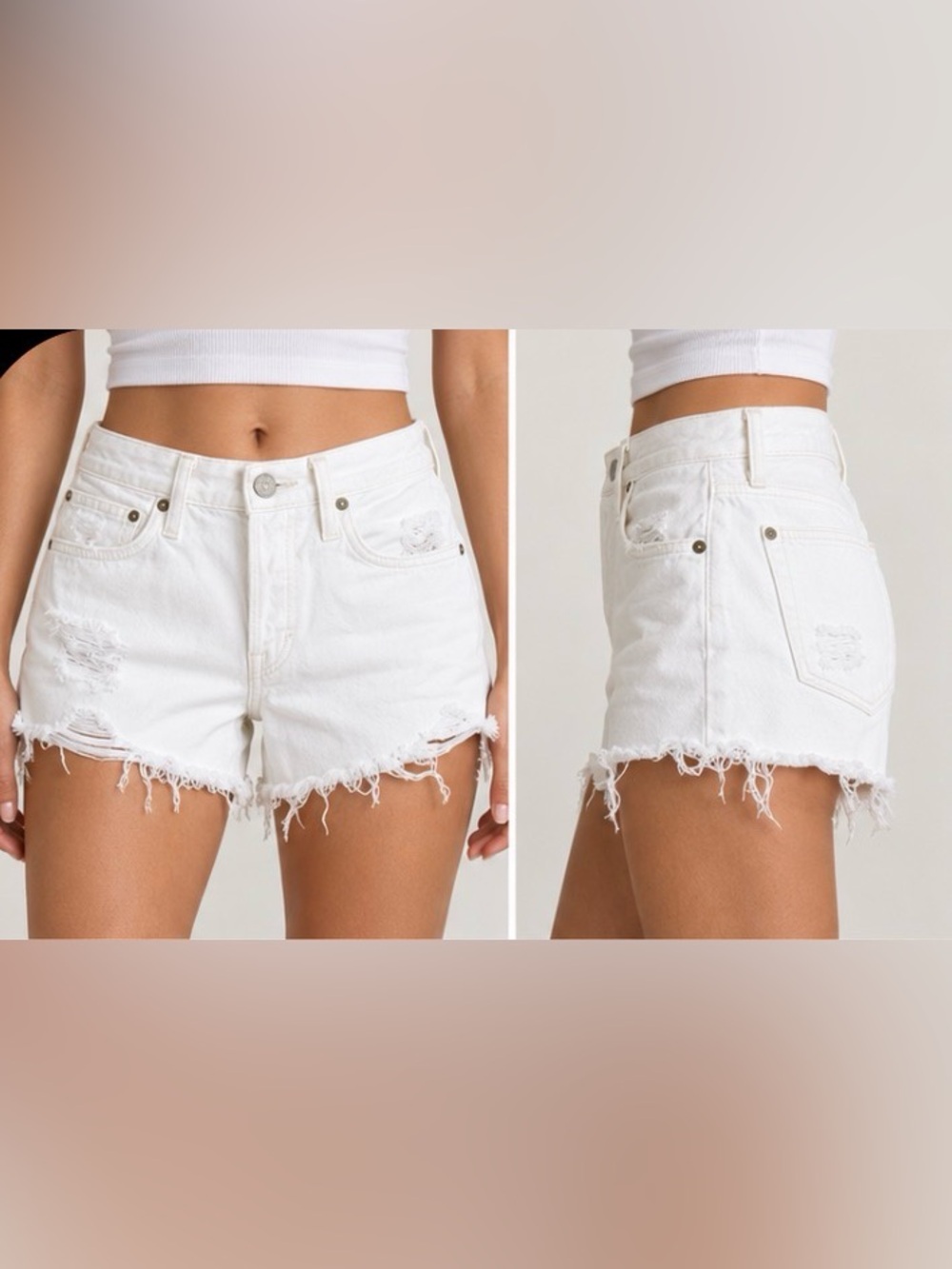 AGOLDE Premium White Distressed Denim Cutoff Shorts Size 27